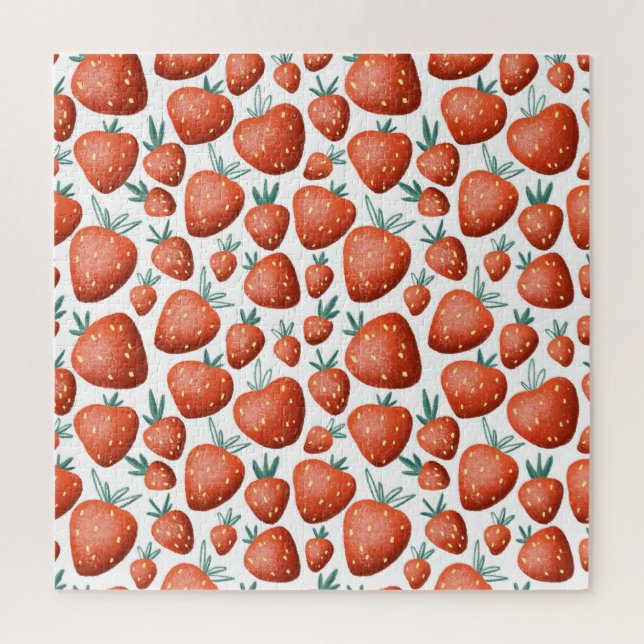 Red Strawberries White Background Seamless Jigsaw Puzzle (Vertical)