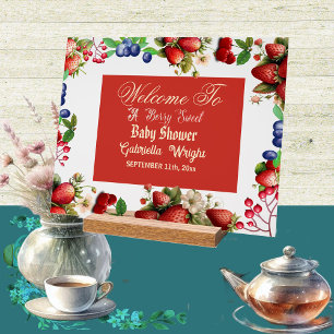 Red Strawberry Baby Shower Blue Berry Sweet Cute Acrylic Sign