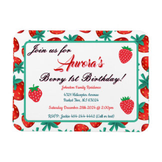 Red Strawberry Berry 1st Birthday Keepsake Magnet