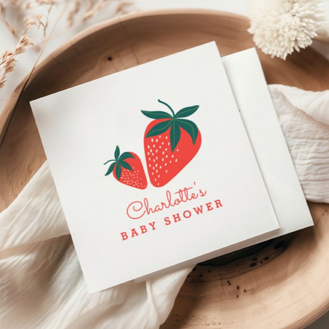 Red Strawberry Berry Sweet Baby Shower Napkin (Creator Uploaded)