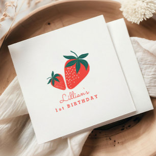 Red Strawberry Berry Sweet Birthday Napkin