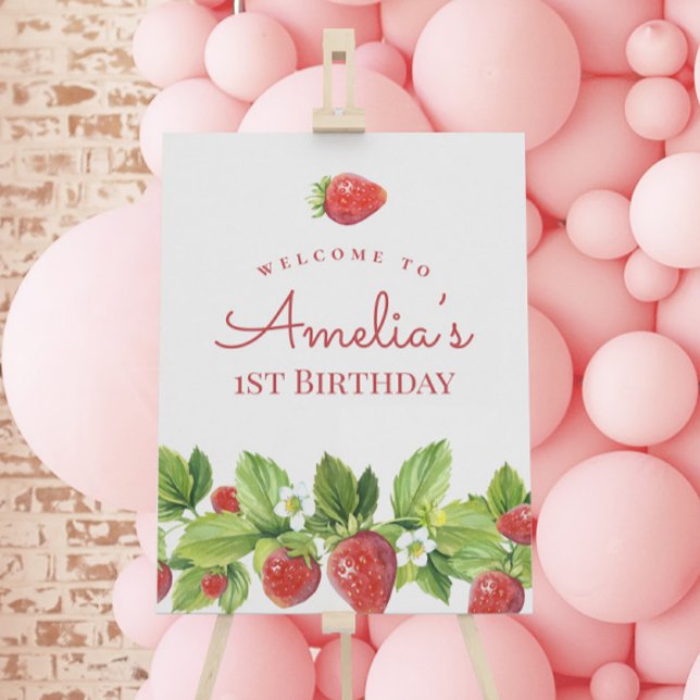 Red Strawberry Berry Sweet Birthday Welcome Sign (Creator Uploaded)