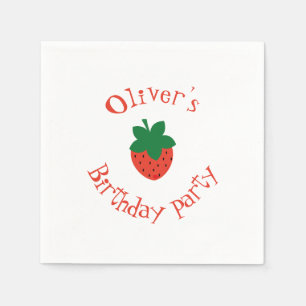 Red Strawberry Birthday Party Napkin
