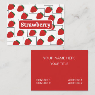 Red Strawberry Chevron Stripes Fruit Business Card