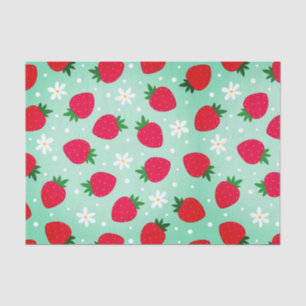 Red Strawberry flowers Birthday Party for her Tissue Paper