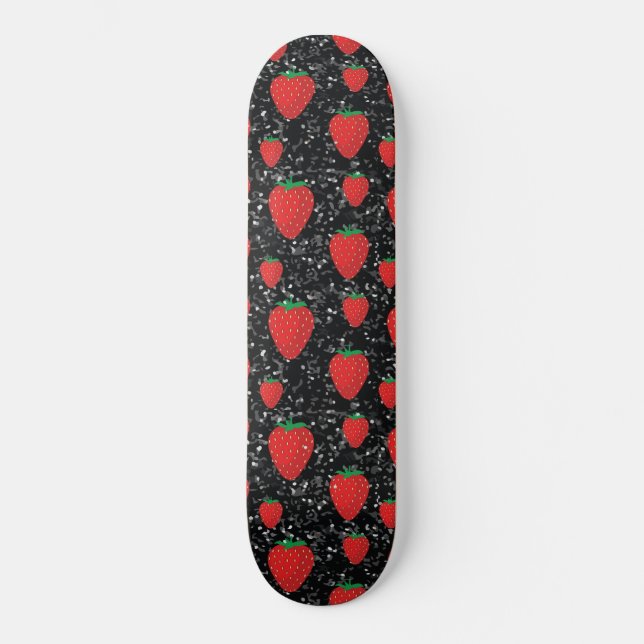 Red Strawberry Fruit Lovers Sweet Berries Elegant Skateboard (Front)