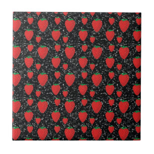 Red Strawberry Fruit Lovers Sweet Berries Elegant Tile