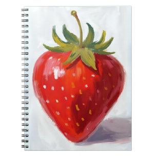 Red Strawberry Fruit Watercolor Painting Notebook