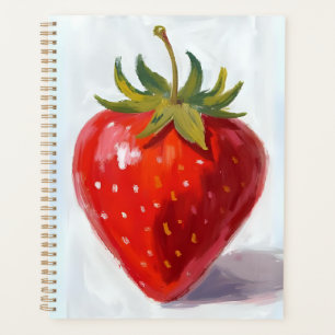 Red Strawberry Fruit Watercolor Painting Planner