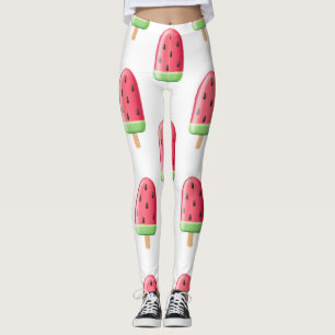Red Strawberry Ice Cream Pattern Leggings