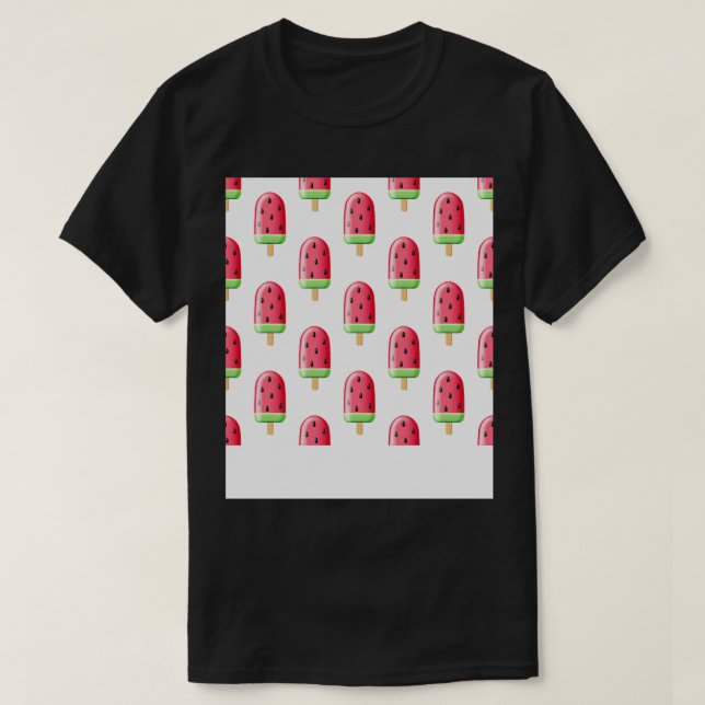 Red Strawberry Ice Cream Pattern T-Shirt (Design Front)