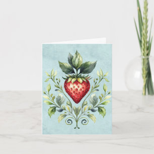 Red Strawberry Motif Note Card