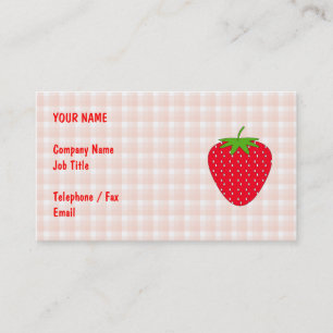 Red Strawberry on Gingham Check. Business Card