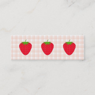 Red Strawberry on Gingham Check. Mini Business Card