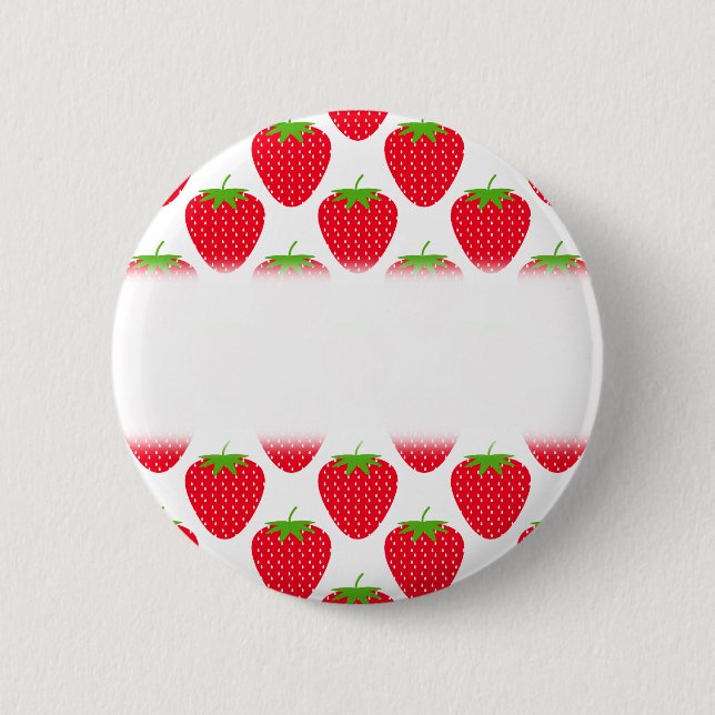 Red Strawberry Pattern. 6 Cm Round Badge (Front)