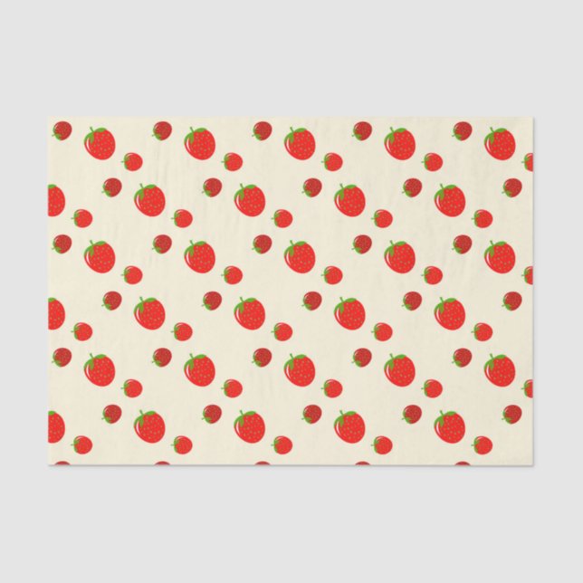 Red strawberry pattern on pale pink tissue paper (Front)