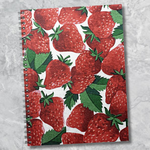 Red Strawberry Pattern Spiral Notebook