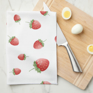 Red Strawberry Pattern Tea Towel