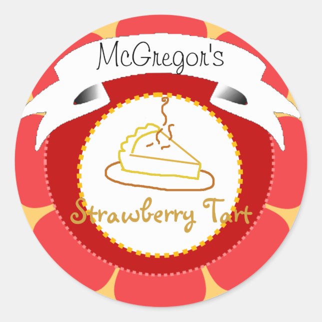 Red strawberry pie label (Front)