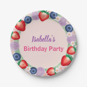 Red Strawberry pink Birthday Party for kids Paper Plate