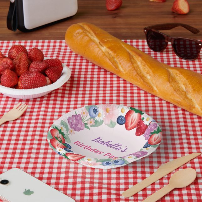 Red Strawberry pink Birthday Party for kids Paper Plate (Picnic)