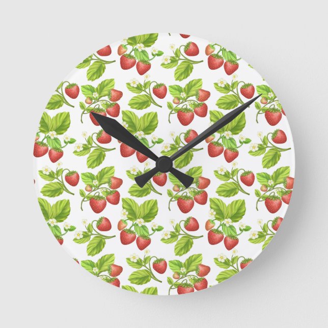 Red Strawberry  Round Clock (Front)