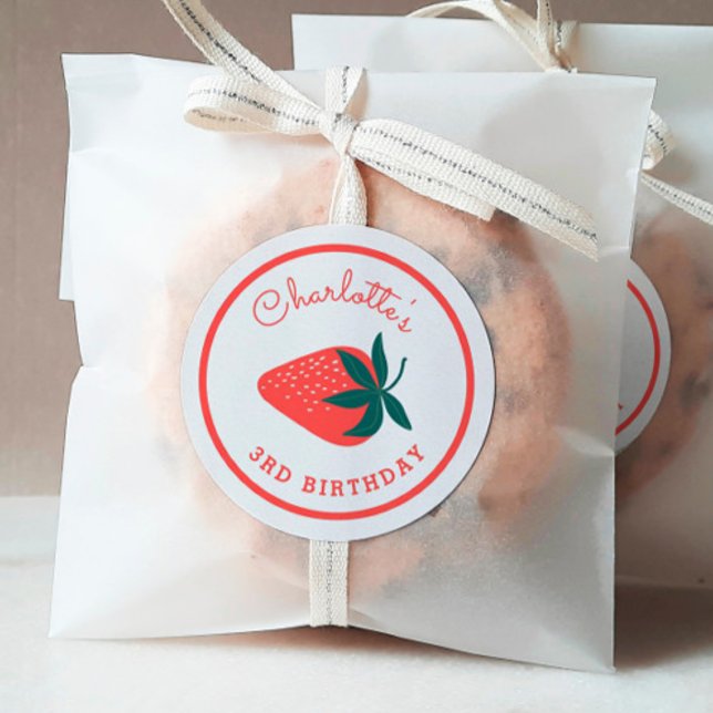 Red Strawberry Round Favour Sticker (Creator Uploaded)