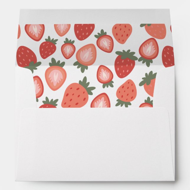 Red Strawberry Seamless Pattern Envelope (Back (Bottom))