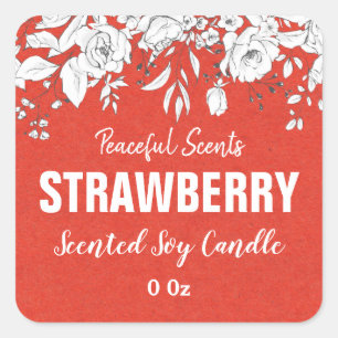 Red Strawberry Soy Candle Product Labels