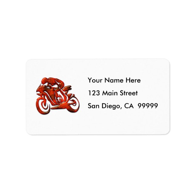 Red Streaks Embossed Motorcycle Racer Label (Front)