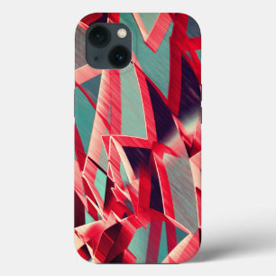 Red streaks over blue or grey, drizzled image iPhone 13 case