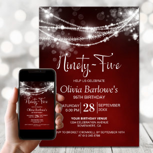 Red String Lights 95th Birthday Party Invitation