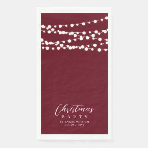 Red String Lights Elegant Christmas Holiday Party Napkin
