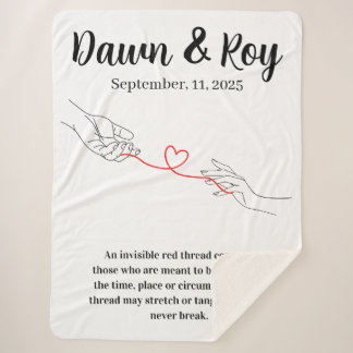 Red string of fate, couple's wedding gift, custom sherpa blanket