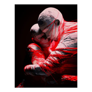 Red Strings of Fate Emotional Embrace Sculpture Poster