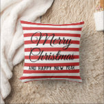 Red strip- merry christmas  cushion<br><div class="desc">Red strip- merry christmas Throw Pillow .</div>