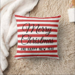 Red strip- merry christmas  cushion<br><div class="desc">Red strip- merry christmas Throw Pillow .</div>