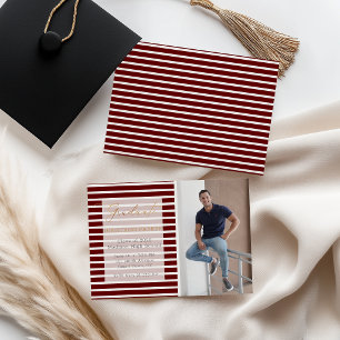 Red Stripe Add Your Own Photo Graduation Announcement