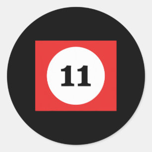 Red Stripe Billiards Pool Ball #11 Matching Group Classic Round Sticker