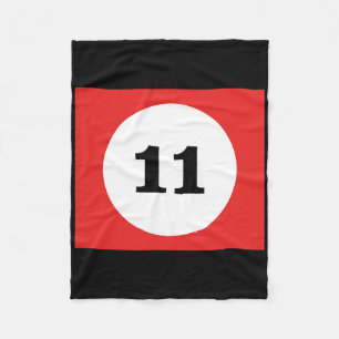 Red Stripe Billiards Pool Ball #11 Matching Group  Fleece Blanket