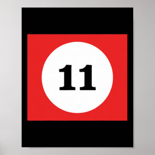 Red Stripe Billiards Pool Ball #11 Matching Group Poster