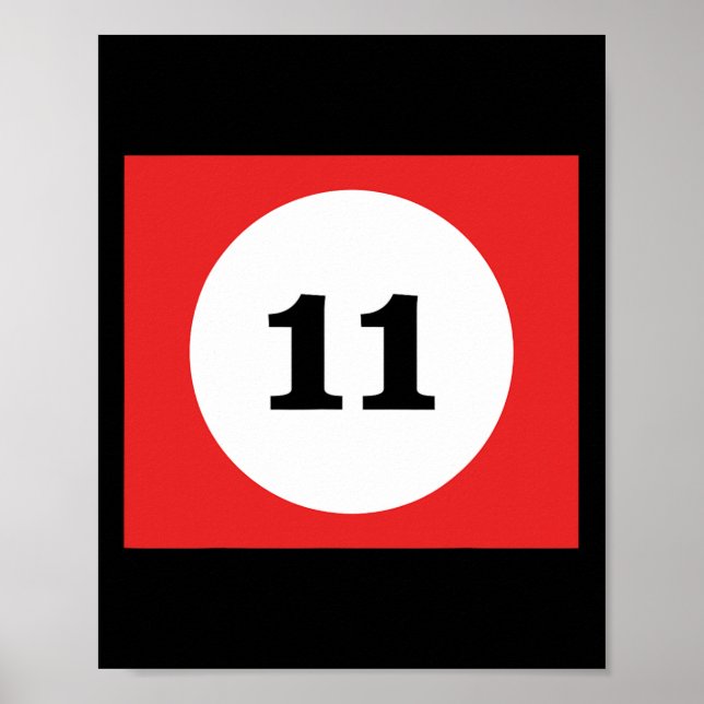 Red Stripe Billiards Pool Ball #11 Matching Group  Poster (Front)