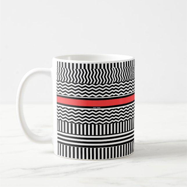 Red Stripe Black And White  Coffee Mug (Left)