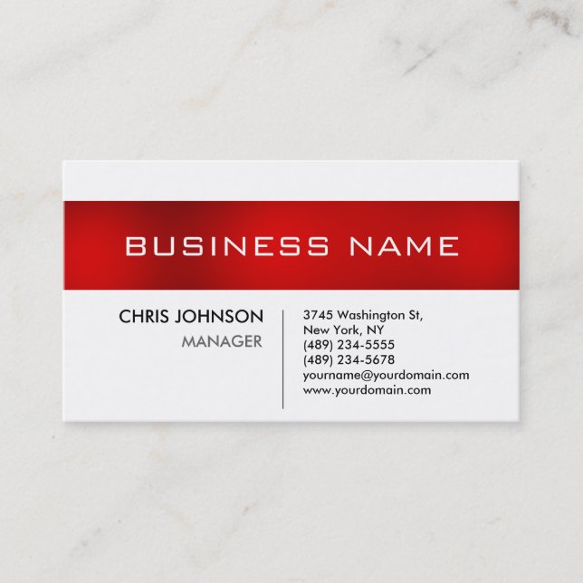 Red Stripe Black White Charming Business Card (Front)