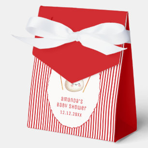 Red Stripe Bow Asian Dumpling Baby Shower  Favour Box