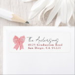Red Stripe Bow Ribbon Return Address<br><div class="desc">This coquette return address features a hand-drawn red bow/ribbon. Personalize it for your needs. You can find matching products at my store.</div>