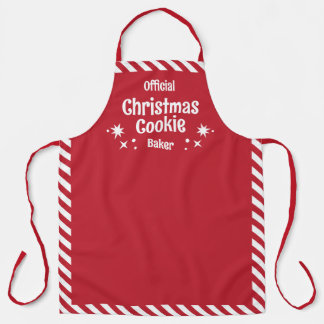Red Stripe Christmas Cookie Baker Adult Apron