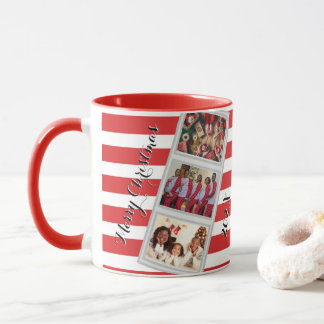 Red Stripe Christmas Photo 3 Pictures Three Photo Mug