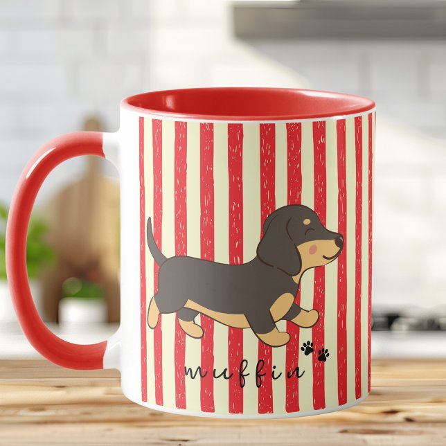Red Stripe Dachshund Illustration Mug (Creator Uploaded)