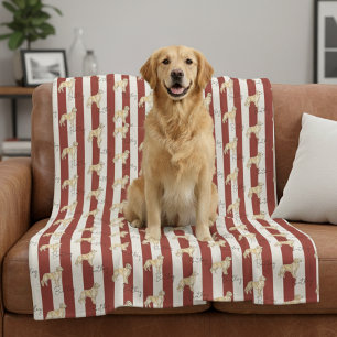 Red Stripe Golden Retriever Pet Name Fleece Blanket